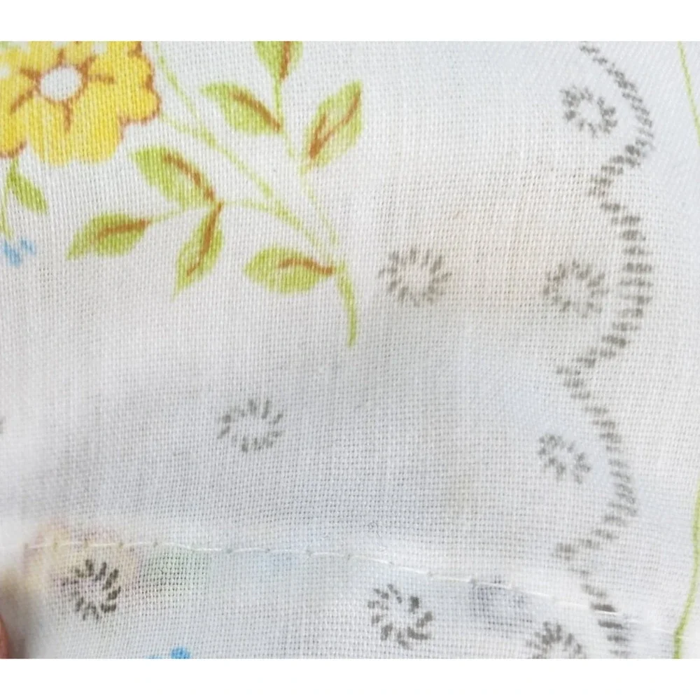 Vintage Thomaston New Era Full Flat Sheet Floral Striped USA No-Iron Cottagecore